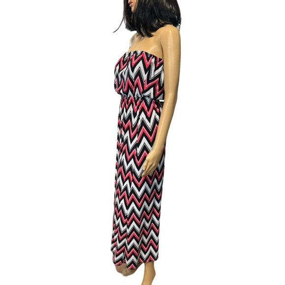 5th & Love Strapless Chevron Print Maxi Dress size Small - Picture 3 of 5